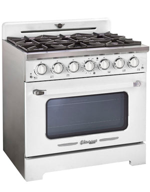 Unique 36' Classic Retro Marshmallow White Range with FR Triple Crown Burner