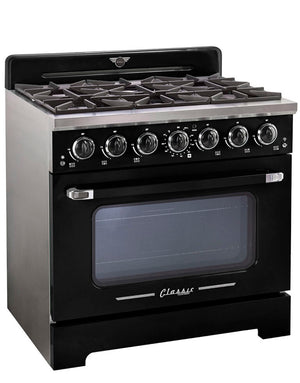 Unique 36' Classic Retro Midnight Black Range with FR Triple Crown Burner