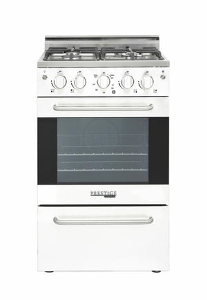 Unique Prestige 20" White Convection Gas Range, Electronic Ignition