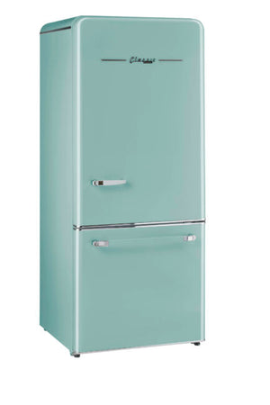 Unique 510Litre Ocean Mist Turquoise Bottom Mount Refrigerator