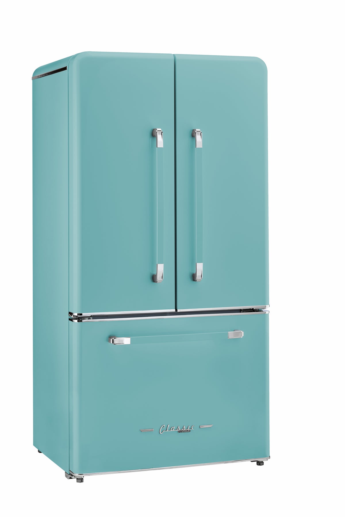 Unique 595Litre Ocean Mist Turquoise French Door Refrigerator