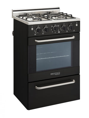 Unique Prestige 24' Black Convection Gas Range, Electronic ignition