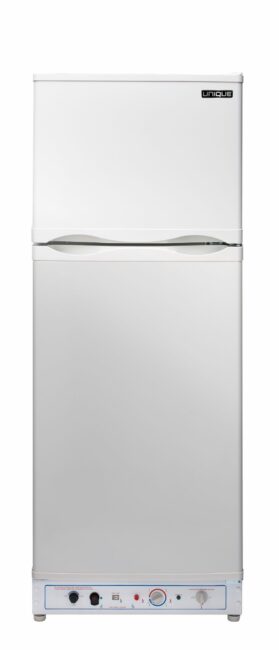 Unique 8 cu/ft White propane Refrigerator with CO alarming device with safety shutoff Serial #