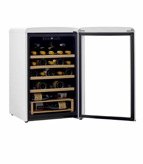 Unique 125 Litre Marshmallow White Classic Retro Wine Refrigerator