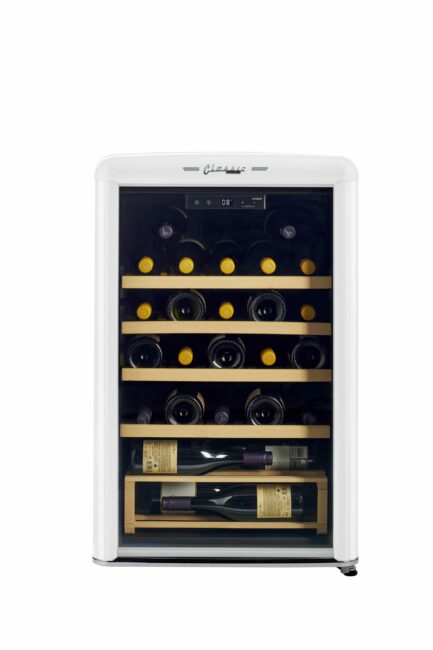 Unique 125 Litre Marshmallow White Classic Retro Wine Refrigerator