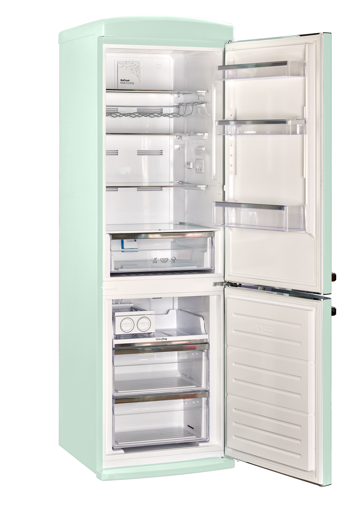 Unique 340Litre Mint Green Bottom Mount Refrigerator