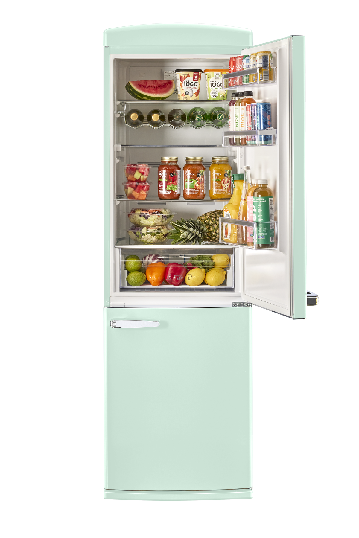 Unique 340Litre Mint Green Bottom Mount Refrigerator