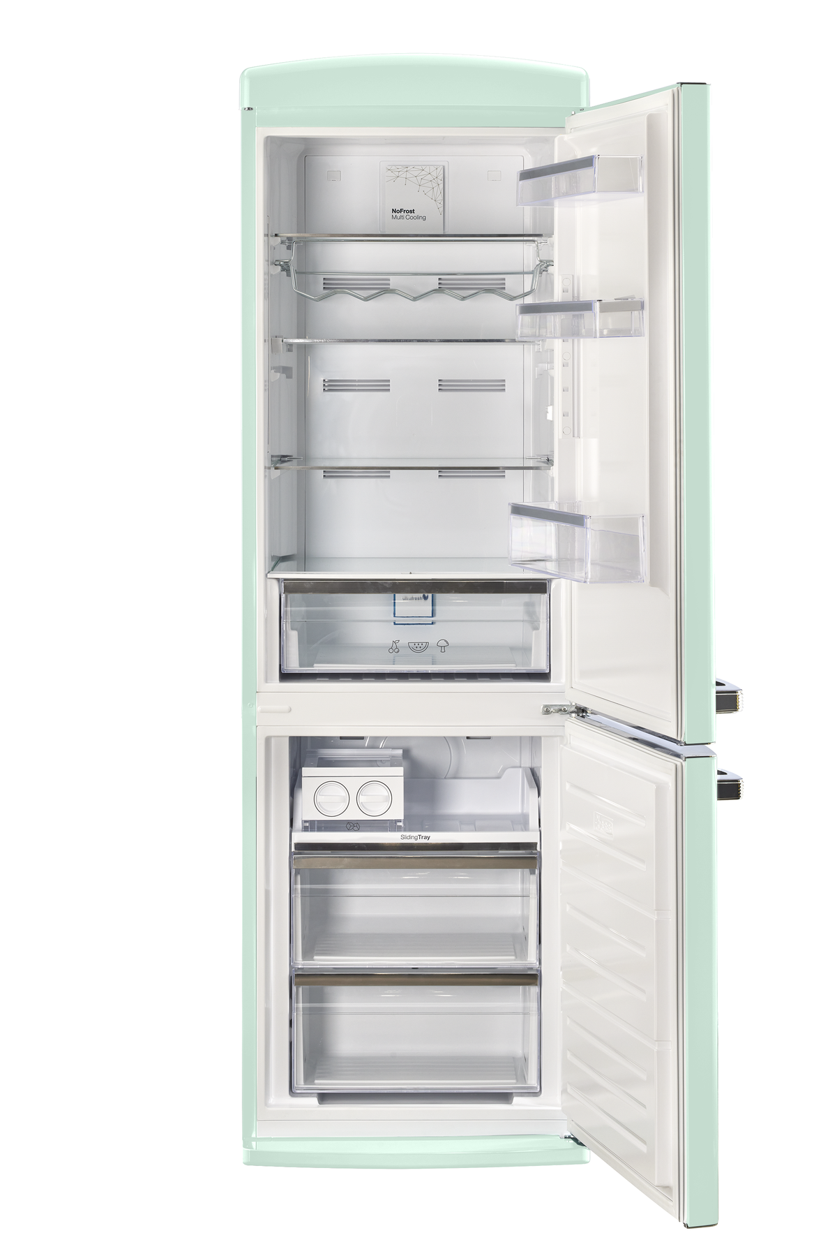 Unique 340Litre Mint Green Bottom Mount Refrigerator